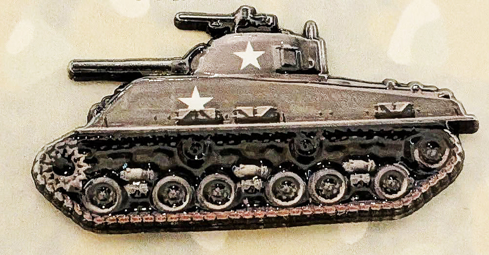 WW2 World War Two US Army Sherman Bulge D Day 3D Effect Pin Lapel Badge Coloured