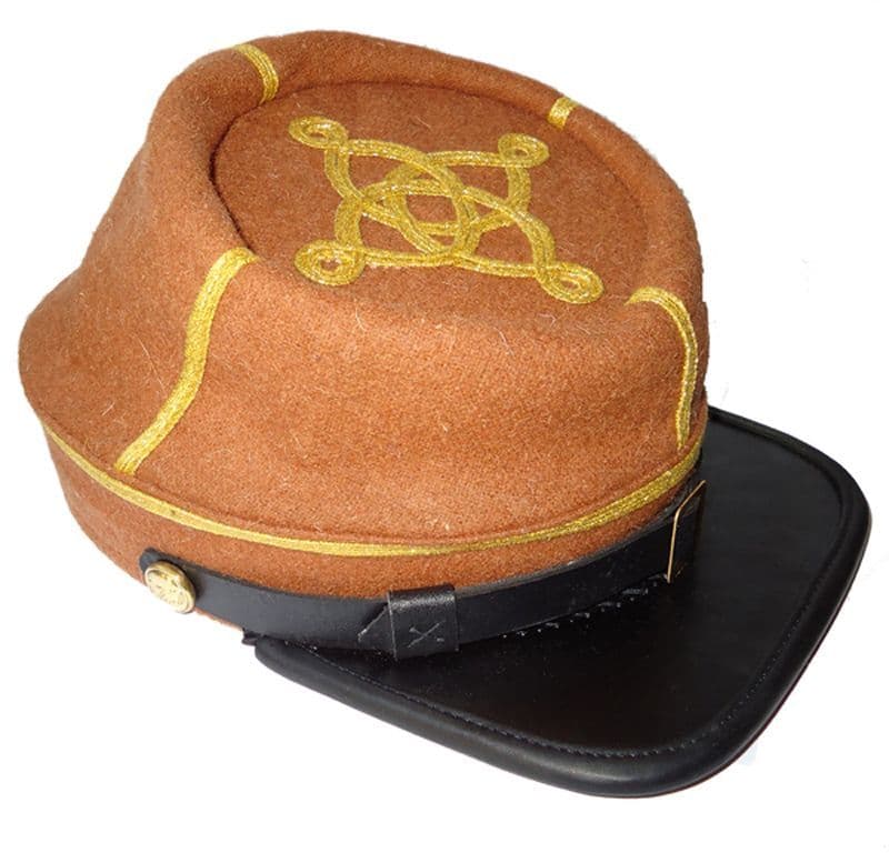 American Civil War Confederate Wool Butternut Captains Rank Kepi Hat Cap