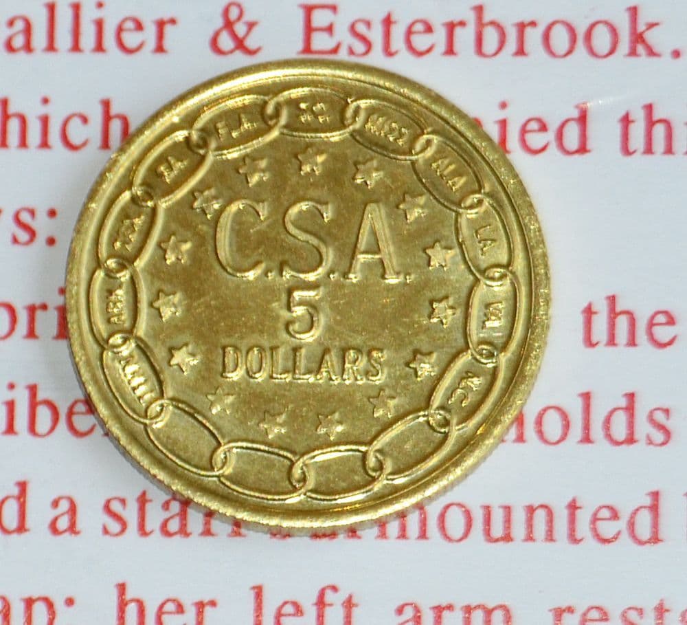 American Civil War Confederate Replica Coins On Info Card,Half Dollar- $20- $5