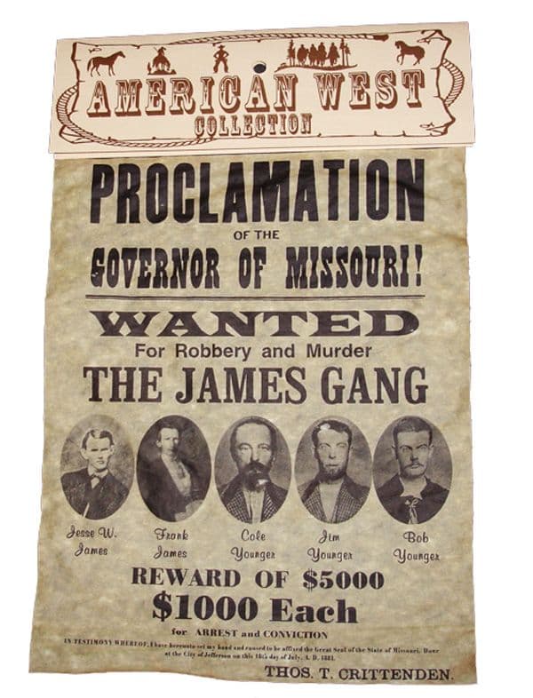 American Old West Outlaws A4 Size Wanted Posters Jesse James Billy The Kid New