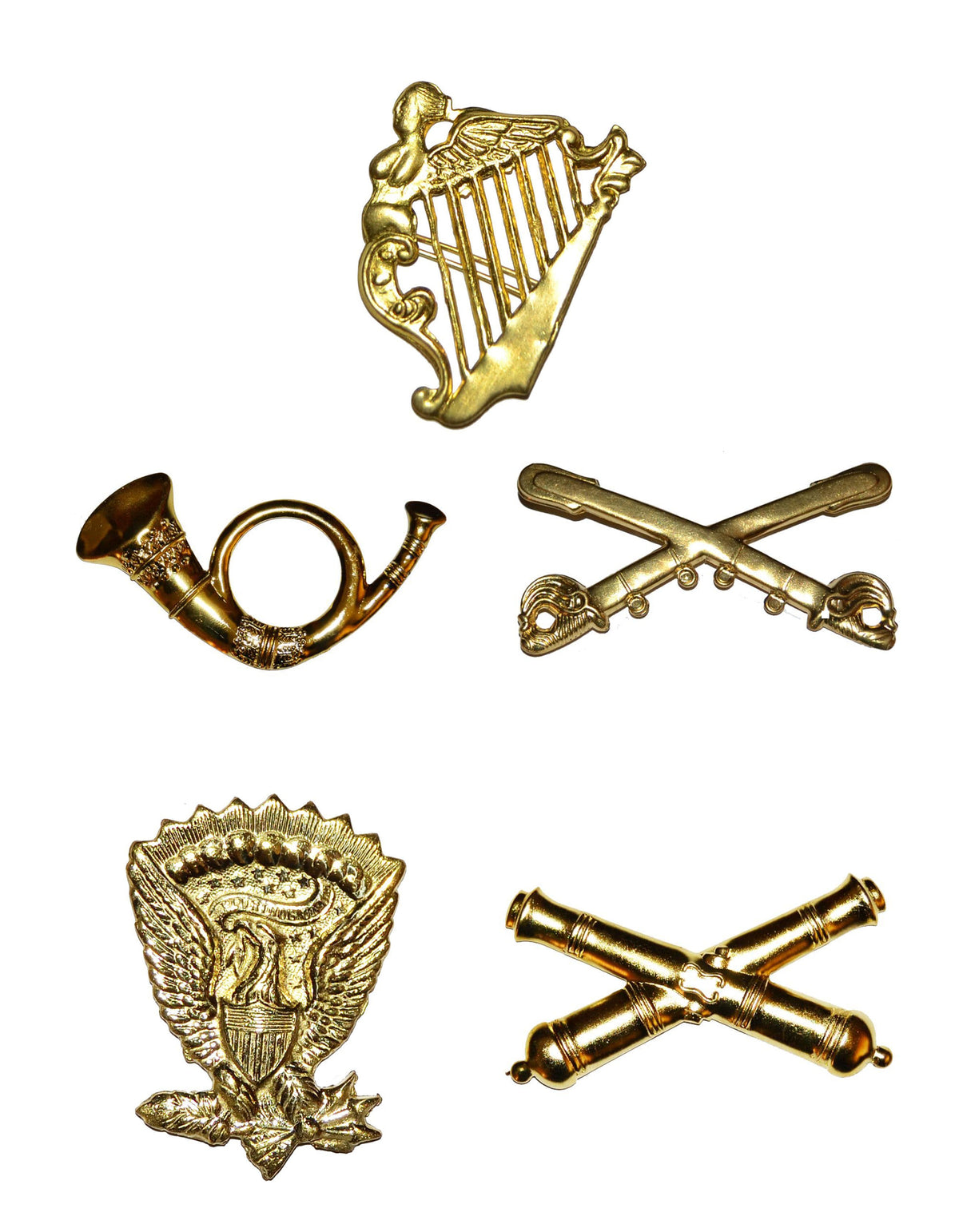 Metal Kepi Or Hat Branch Badges Infantry, Cavalry, Artillery, Irish, Hardee