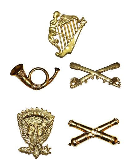 Metal Kepi Or Hat Branch Badges Infantry, Cavalry, Artillery, Irish, Hardee