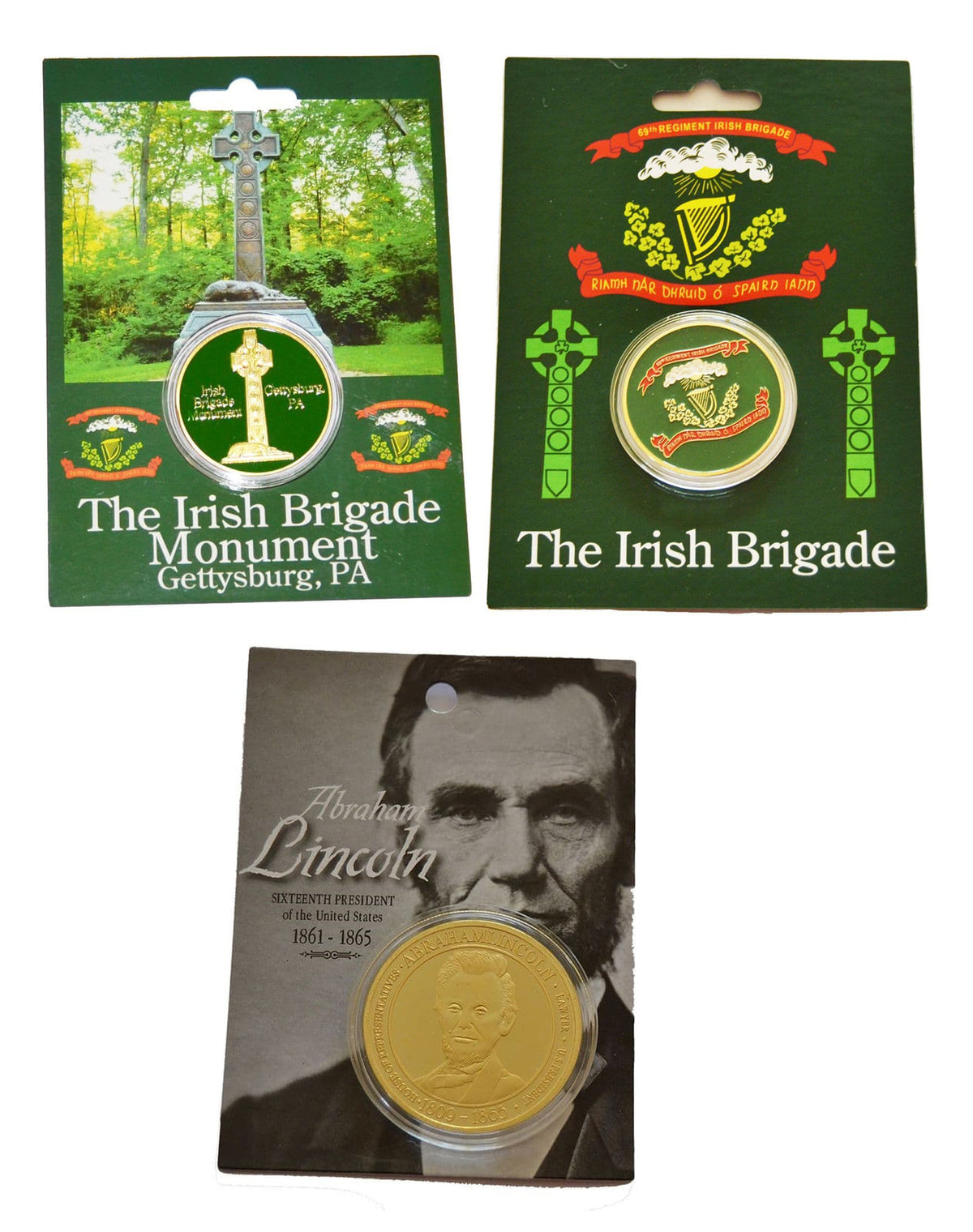 American Civil War Irish Brigade & Abe Lincoln Collectors Coins With Info Card New