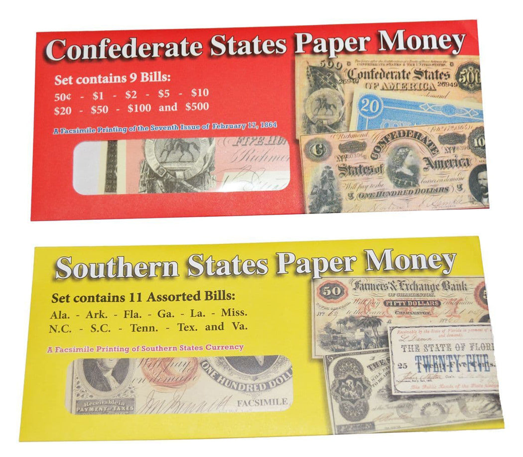 American Civil War Reproduction Confederate & Southern Currency Money Sets