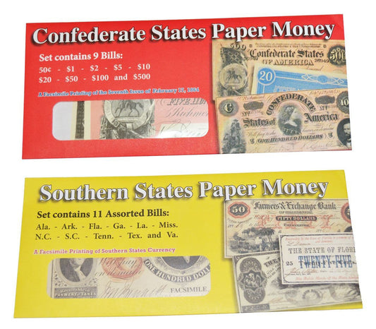 American Civil War Reproduction Confederate & Southern Currency Money Sets