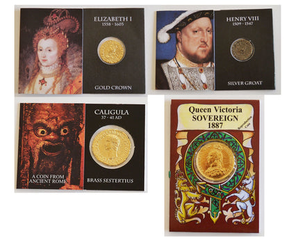 British & Roman Set Historical Henry 8th Elizabeth 1st, Victoria, Caligula New