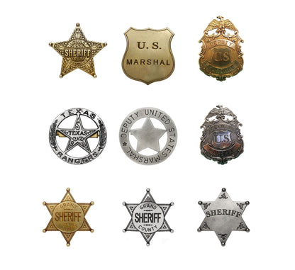 Old West Western Metal Sheriff & Marshall's Badges Various Designs