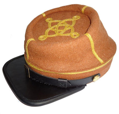 American Civil War Confederate Wool Butternut Captains Rank Kepi Hat Cap