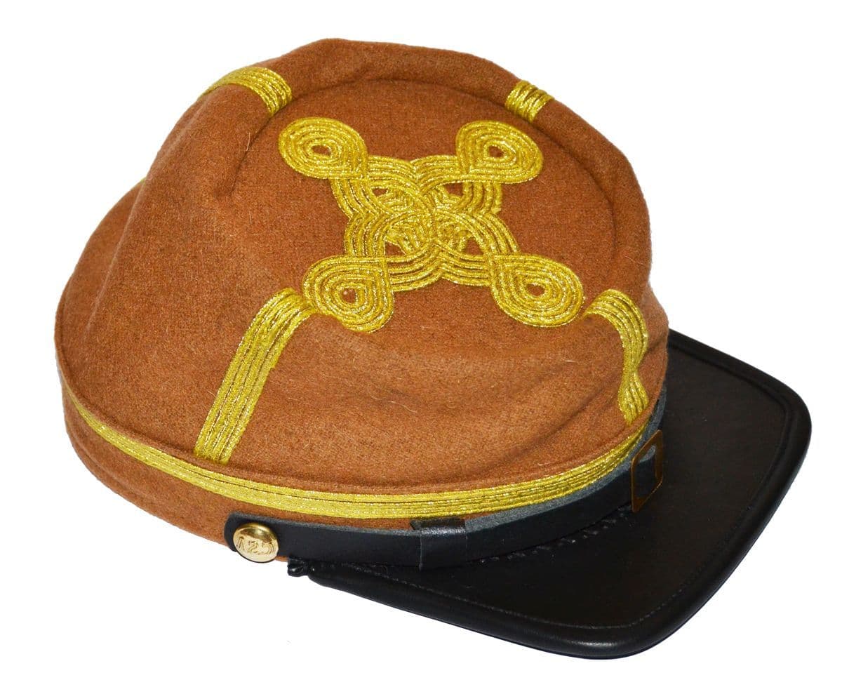 Confederate Wool Butternut Generals Rank Kepi Hat