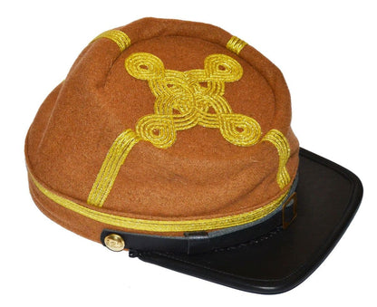 Confederate Wool Butternut Generals Rank Kepi Hat