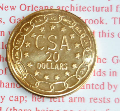 American Civil War Confederate Replica Coins On Info Card,Half Dollar- $20- $5