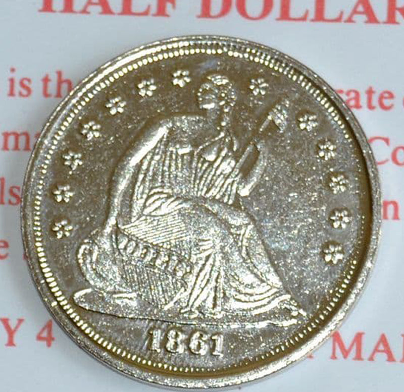 American Civil War Confederate Replica Coins On Info Card,Half Dollar- $20- $5