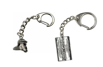 Imperial Rome Roman Soldiers Legion Legionnaire Helmet & Shield Pewter Key Rings