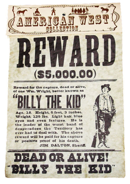 American Old  West  Outlaws A4 Size Wanted Posters Jesse James Billy The Kid New
