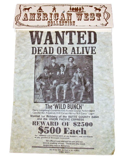 American Old  West  Outlaws A4 Size Wanted Posters Jesse James Billy The Kid New