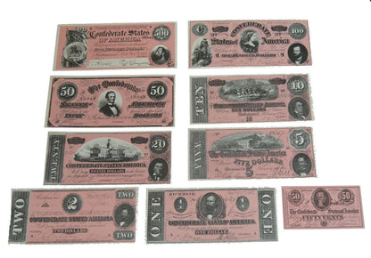 American Civil War Reproduction Confederate & Southern Currency Money Sets