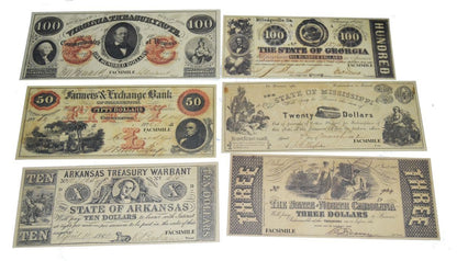 American Civil War Reproduction Confederate & Southern Currency Money Sets