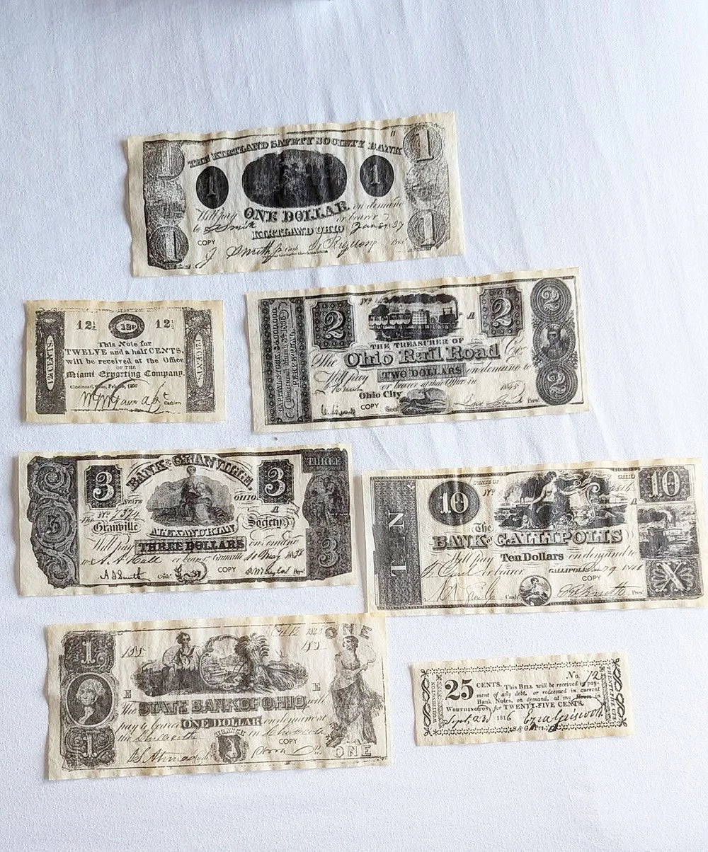 American Civil War Reproduction Missouri & Ohio Parchment Currency Money Sets