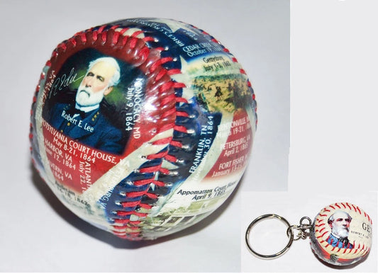 American Civil War Gettysburg General Lee Themed Baseball Ball And Keyring Set