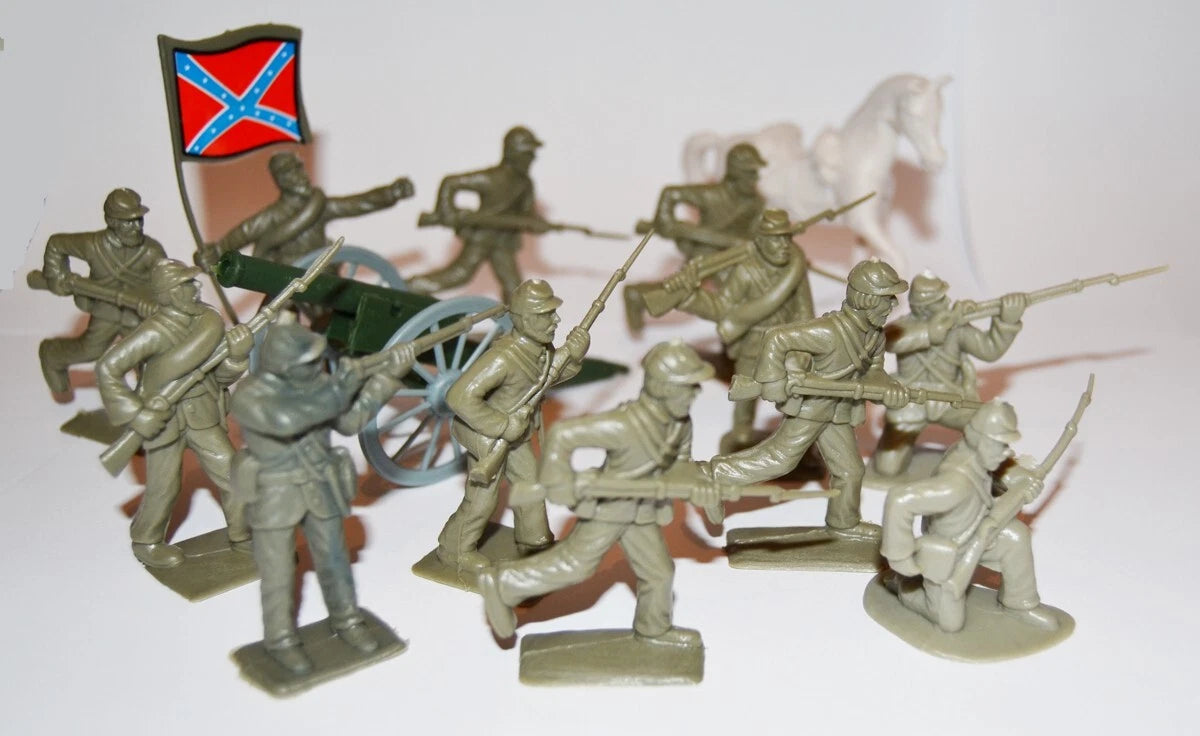 American Civil War Confederate Infantry Artillery Plastic 54mm Model Soldier Set