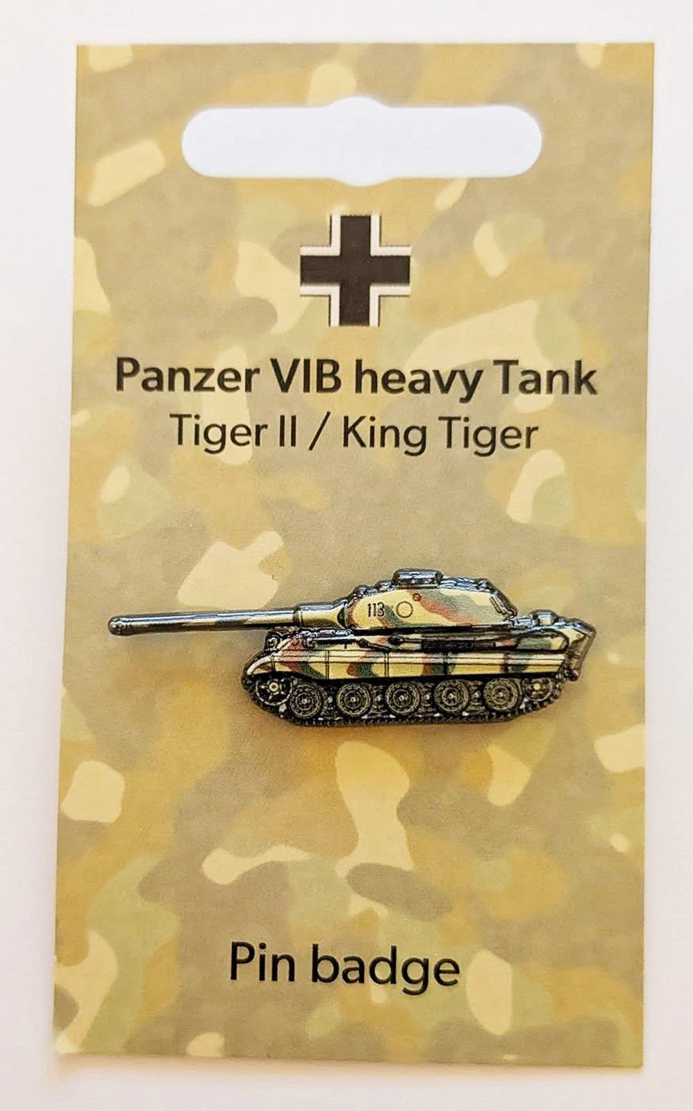 WW2 World War Two German King Tiger 3D Effect Pin Lapel Badge Coloured Panzer New