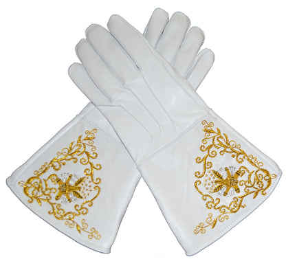 American Civil War Union Officers White Braided Gloves Gauntlets Leather XL Size